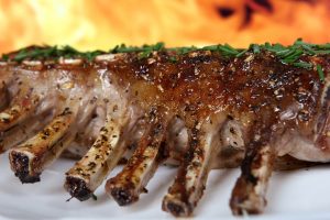 rack of lamb on plate