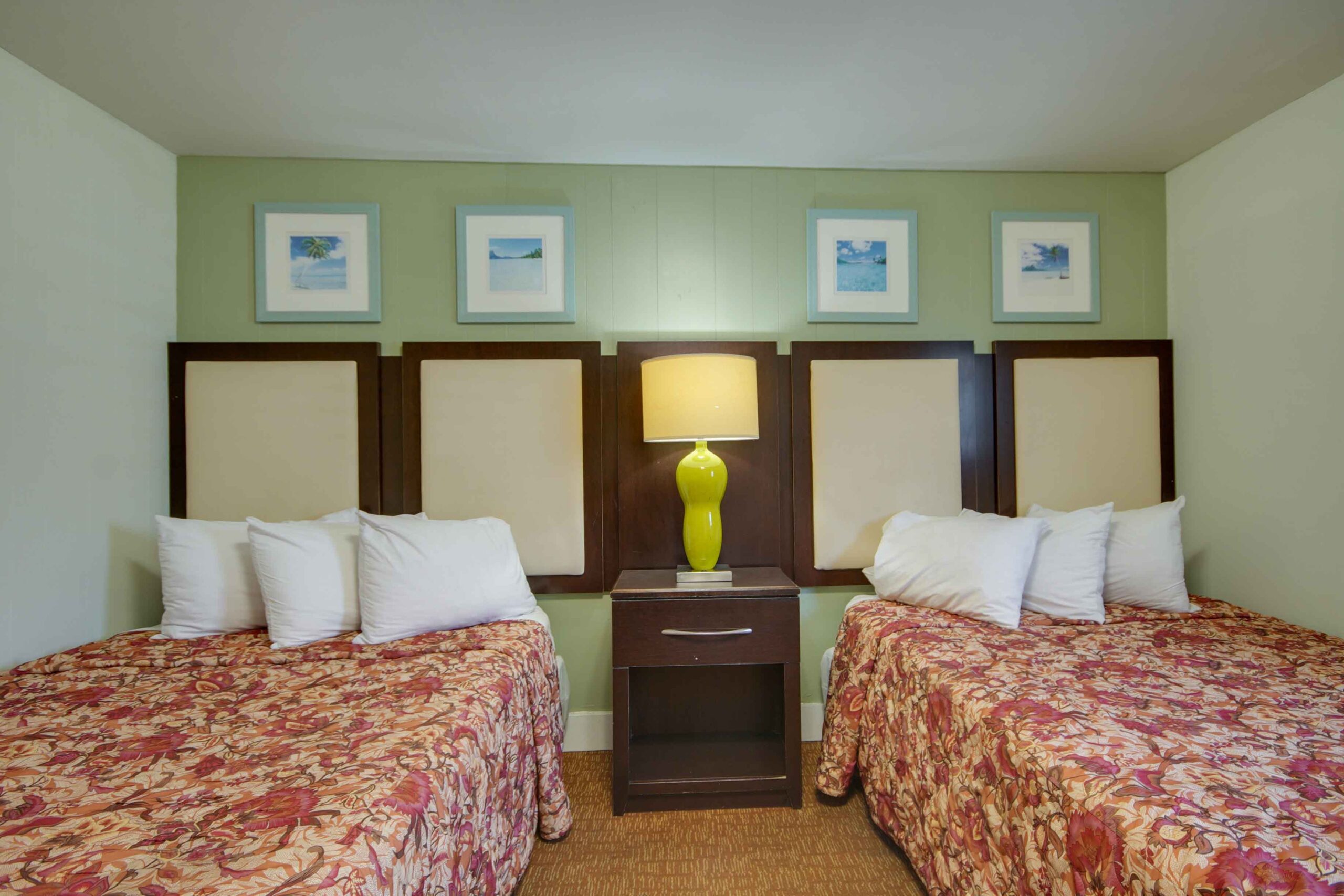 hotel room with two double beds