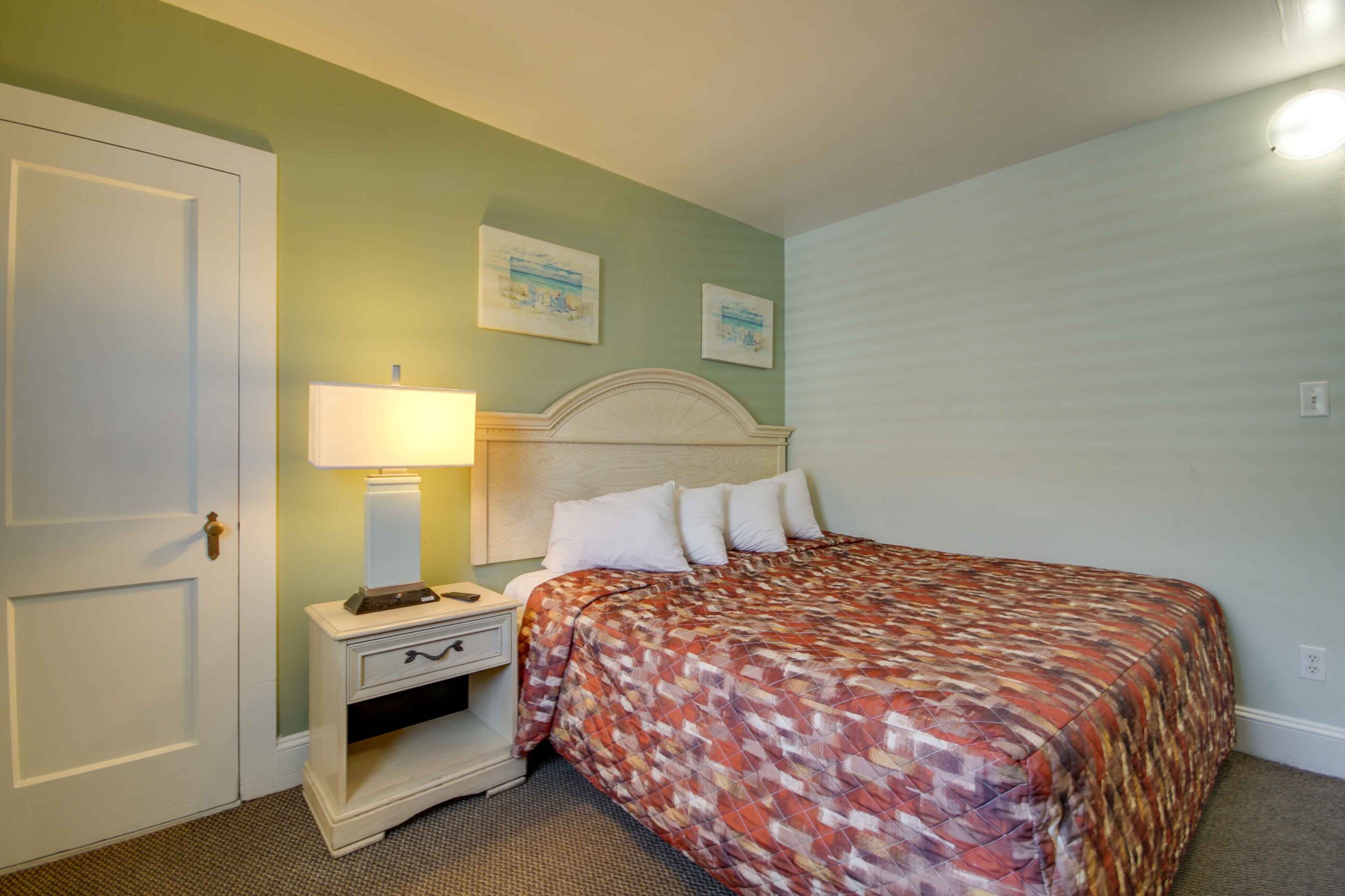 hotel room with one king bed