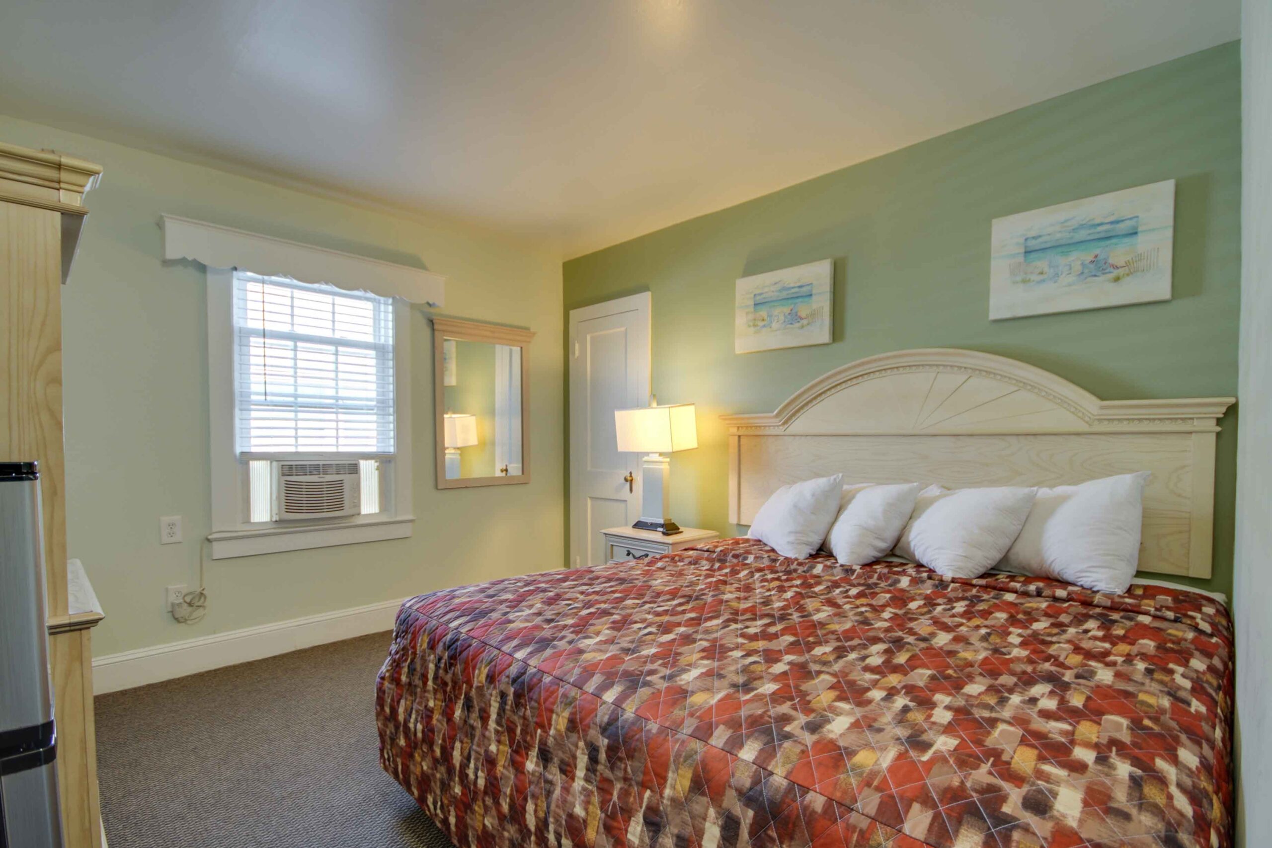 hotel room with one king bed