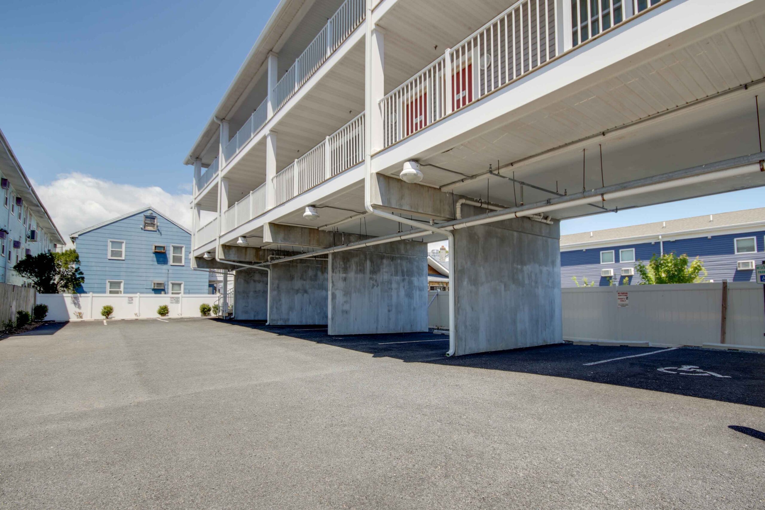 exterior of hotel parking