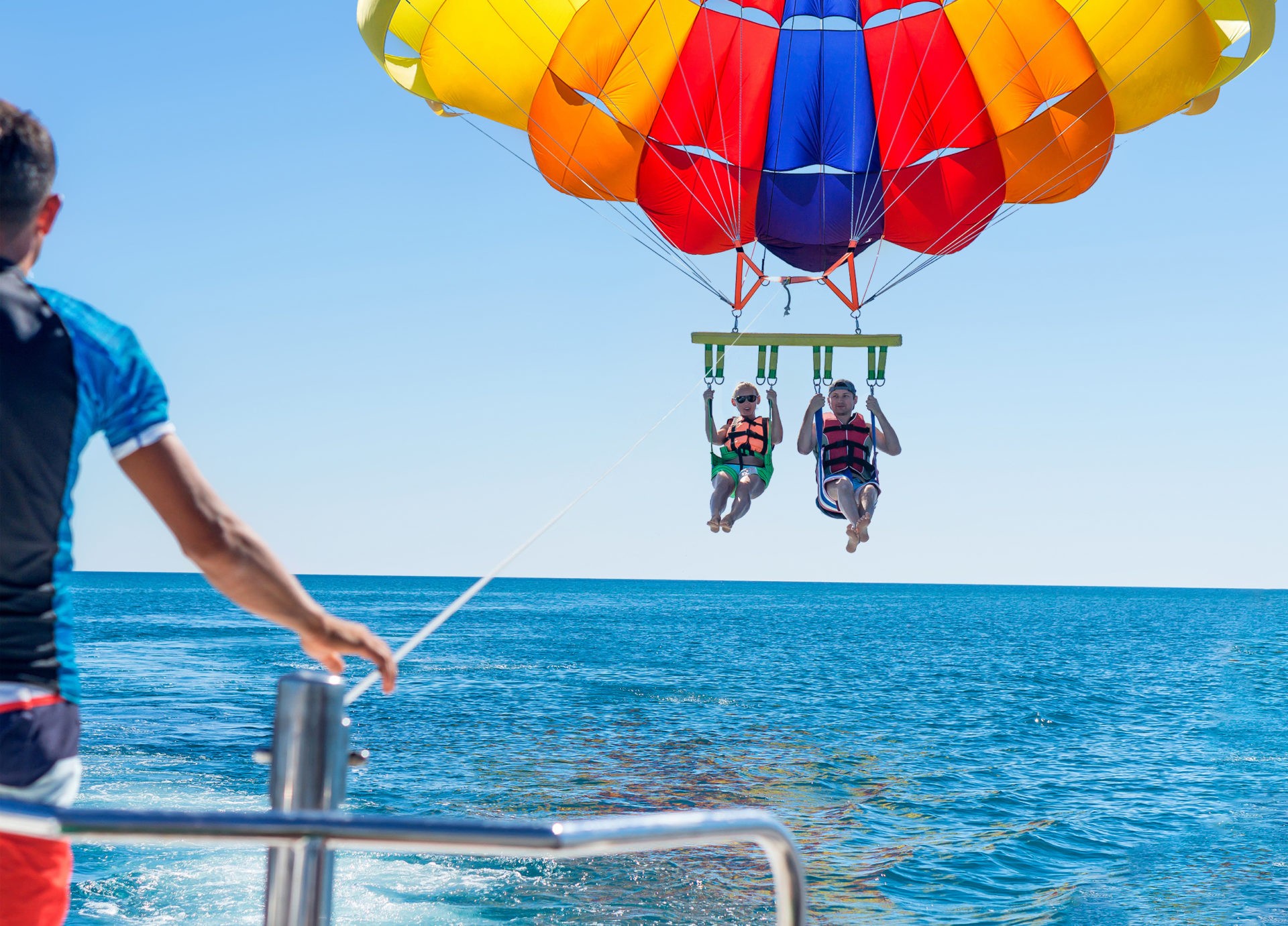 Happy couple Parasailing
