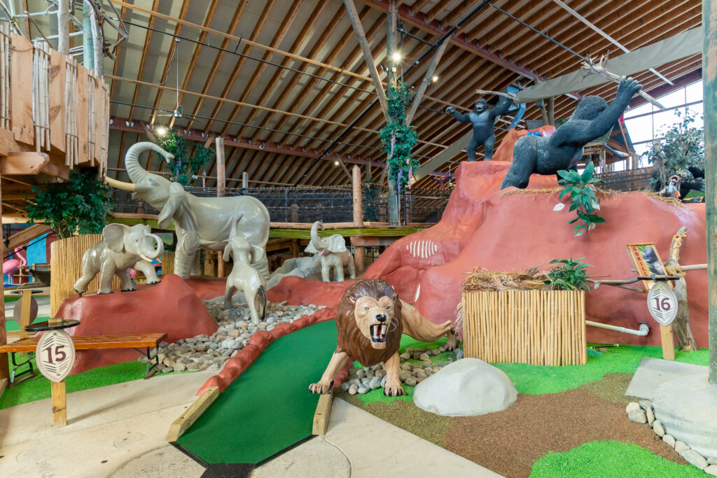a room filled with fake animals on display