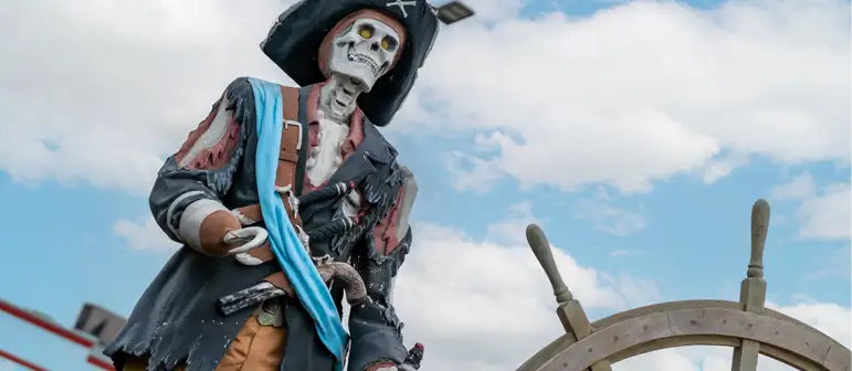 a statue of a pirate on a ship