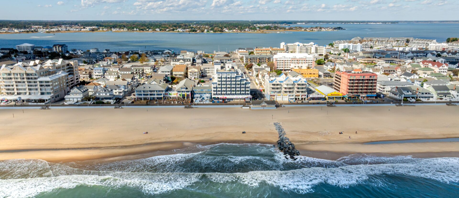 View of ocean and OCMD boardwalk from above
