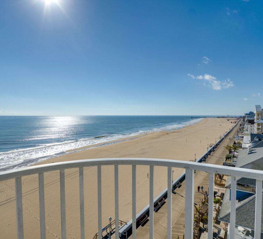 View of ocean from Paradise Plaza Inn guest room balcony