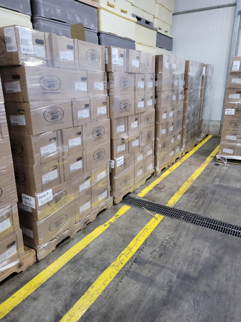 Coated Boxes wrapped and stacked