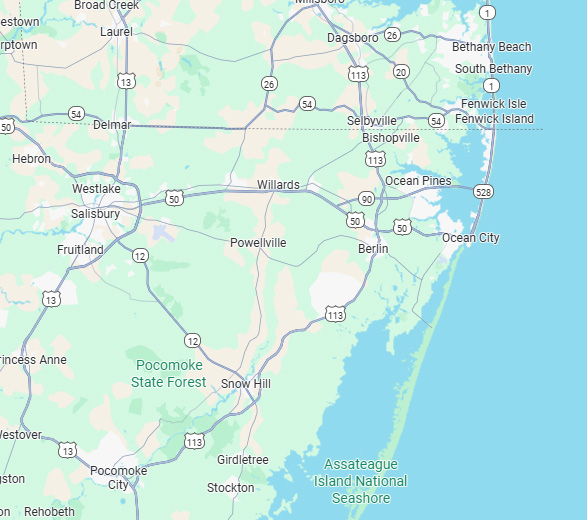 Pine Towing service areas map