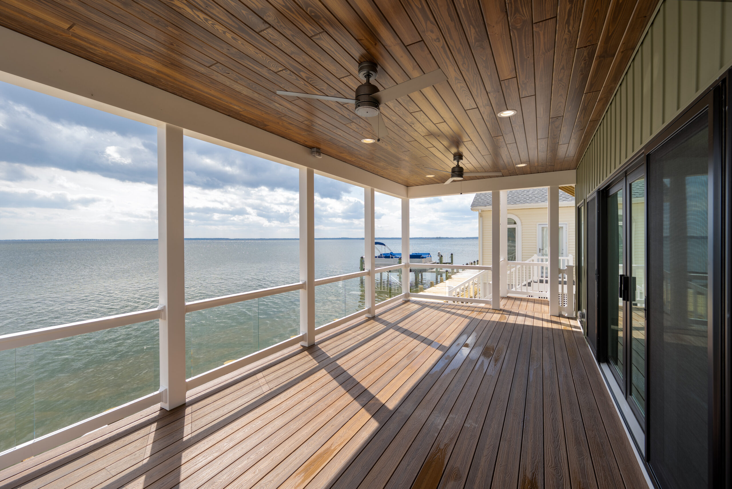 a balcony with a view of the ocean