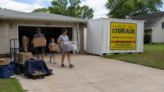 portable storage containers Princess Anne MD in a local driveway ready for loading