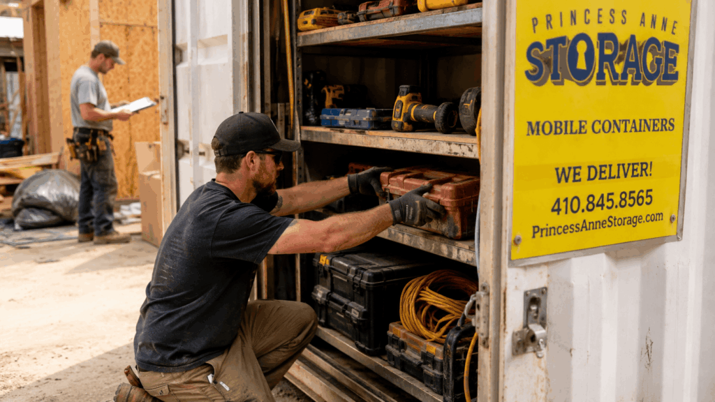 Storage Container Rental Mardela Springs keeps contractor tools organized on the Eastern Shore