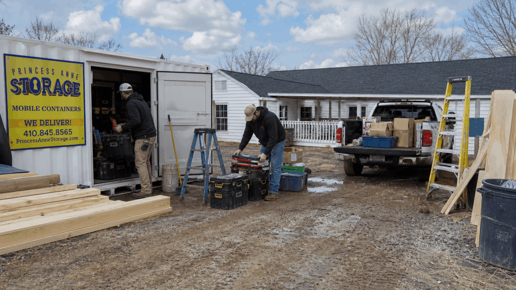 Commercial Storage Container Rental Princess Anne MD for contractor tool storage at an Eastern Shore jobsite