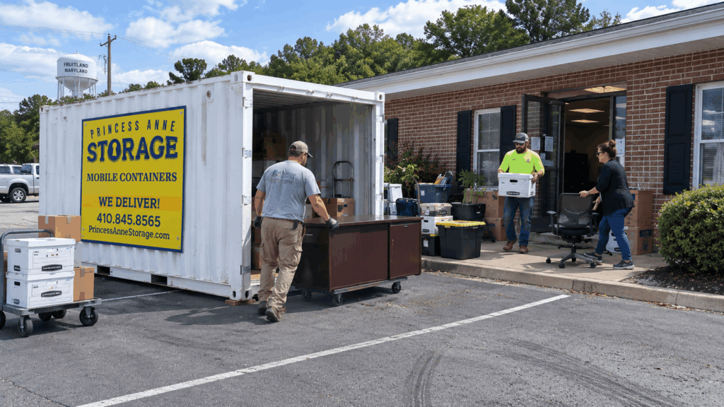 Contractor Storage Containers Fruitland used for an office relocation on the Eastern Shore