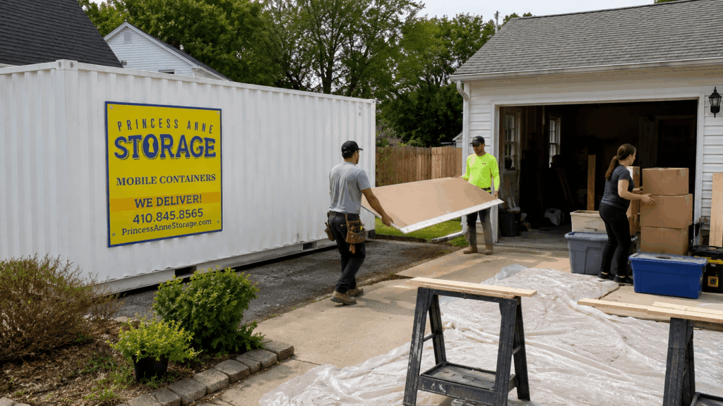 Rent A Portable Storage Container Eastern Shore Maryland for a home remodel in Princess Anne MD