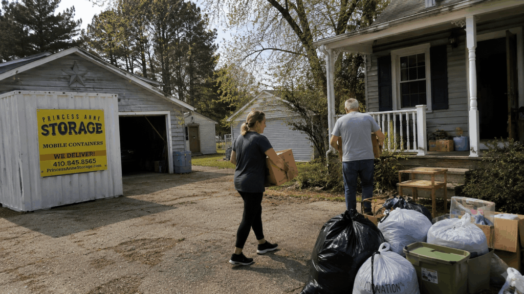 Portable Storage Units Crisfield for an Eastern Shore property cleanout driveway scene