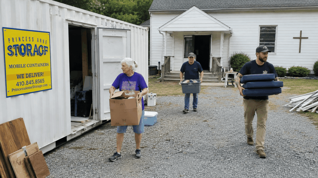 Mobile Storage Unit Rental Dorchester County for church renovations in Princess Anne MD