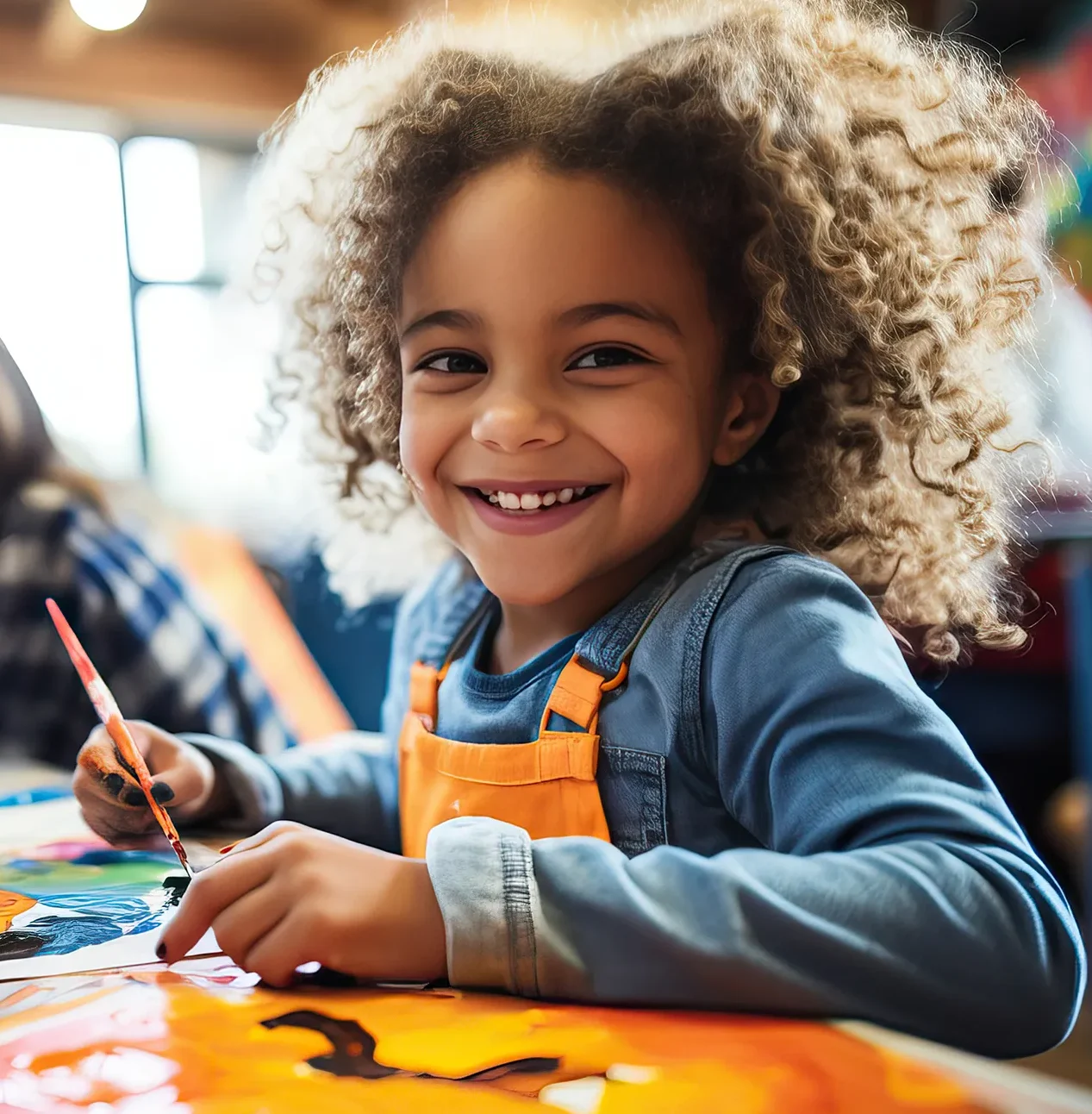 kid paining a picture