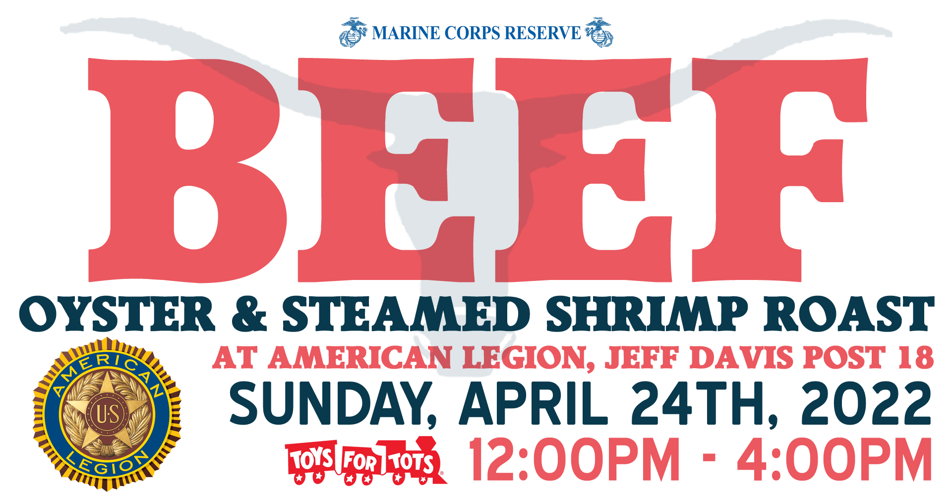 Jeff Davis post 18 American Legion Beef Oyster Shrimp Roast Toys for Tots