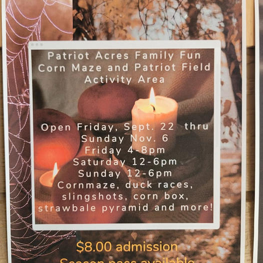 Patriot Acres Family Fun Corn Maze and Patriot Field Activity Area 2022