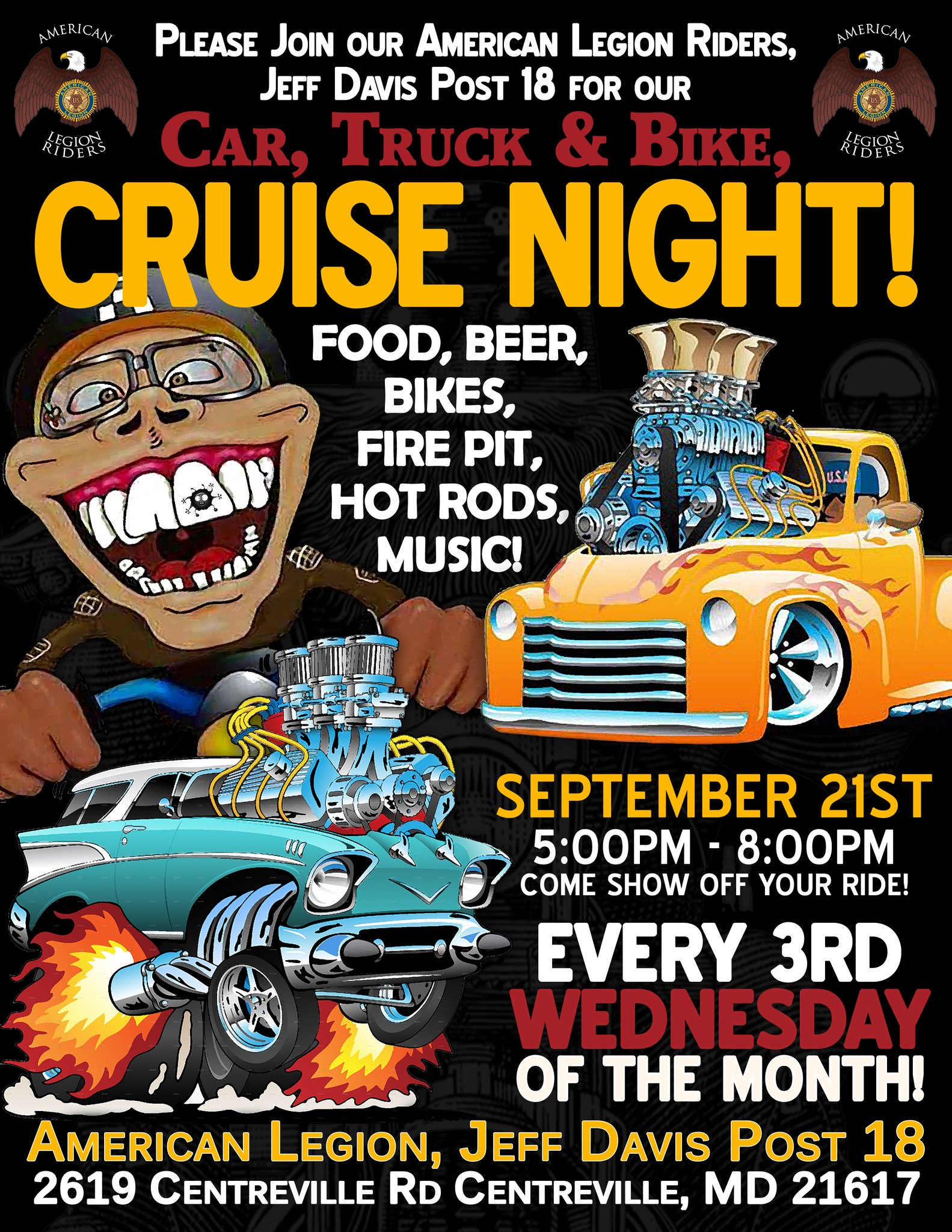 Car Truck and Bike Cruise Night 2022 September 21st