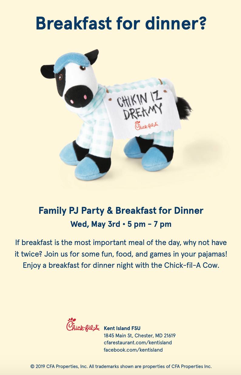 Chick Fil A Pajama Breakfast Dinner