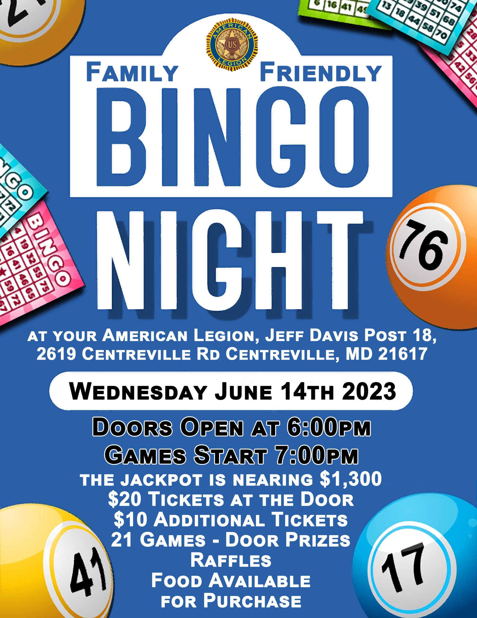 Family Friendly Bingo Night Jeff Davis Post 18