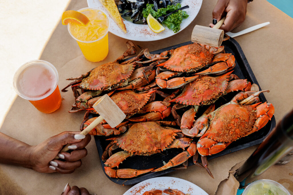 crabs and seafood dining waterfront at The Jetty