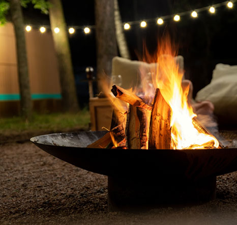 lit bonfire pit