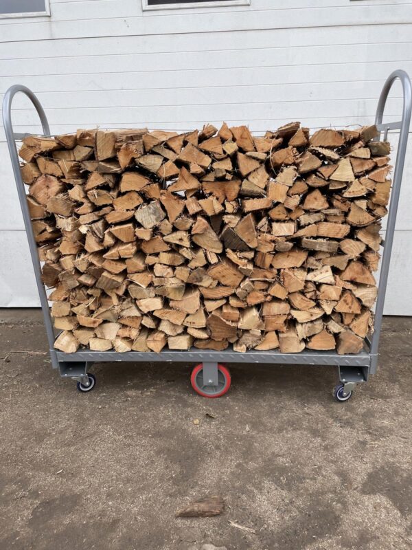 A cart of 1/5th cord kiln dried firewood