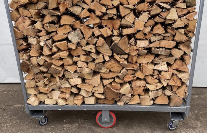 A cart of 1/5th cord kiln dried firewood