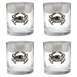 Blue Crab Old Fashioned Glass Set