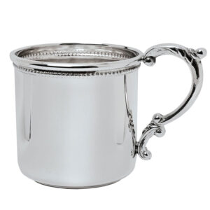 Sterling Scroll Handle Baby Cup with Beading