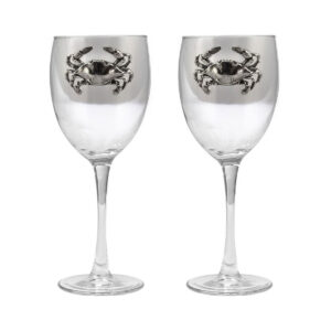 Blue Crab Wine Glass Set