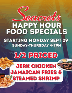 a poster advertising a seafood restaurant