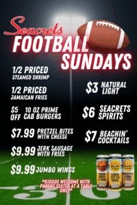 a poster advertising a football game on the field