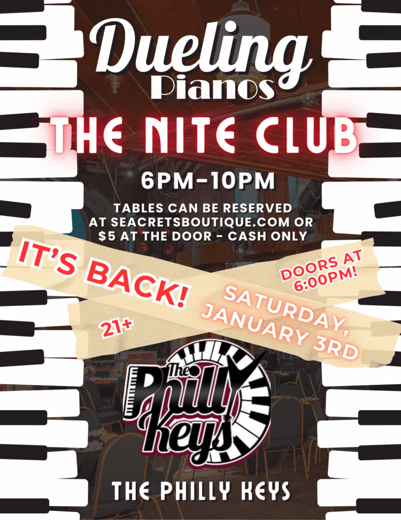 a poster for dueling pianos the nite club