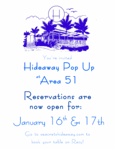 a blue and white flyer with a picture of a house