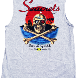 a tank top with a skull and cross bones on it