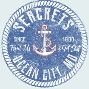 a blue and white sign with an anchor on it