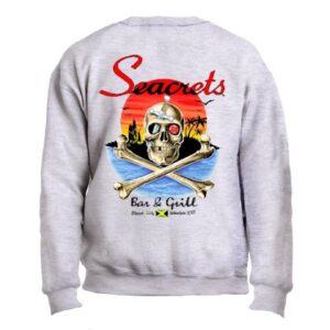 a sweatshirt with a skull and cross bones on it