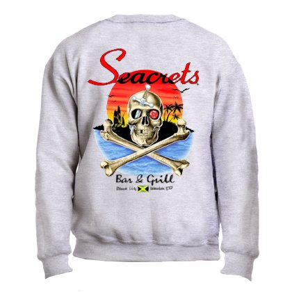 a sweatshirt with a skull and cross bones on it