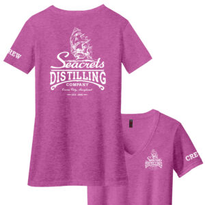 a women's t - shirt with the words sacred distilling on it