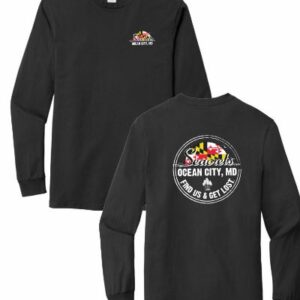 a black long sleeve shirt with the words ocean city, md on it