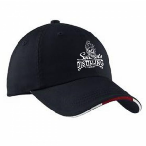 a black hat with a white logo on it