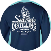 a blue long sleeve shirt with a boat on it