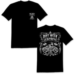 a black shirt with a motorcycle on it