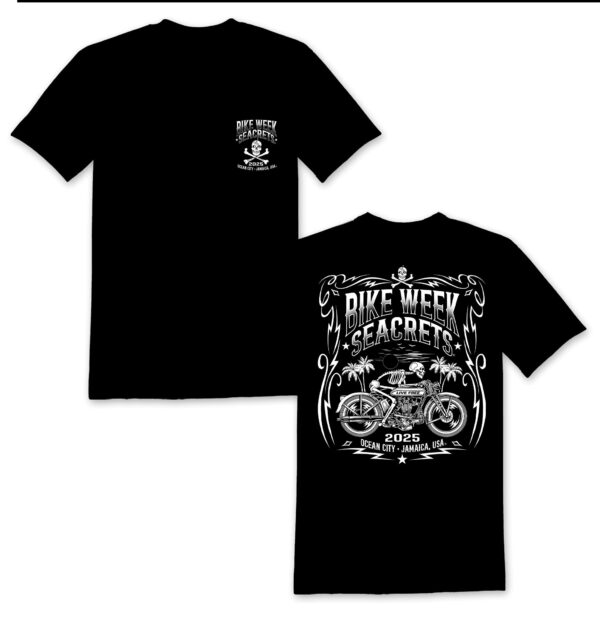 a black shirt with a motorcycle on it