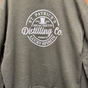 a green hoodie with a white logo on it