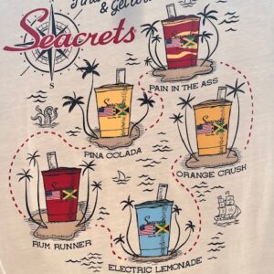 a white t - shirt with a picture of a bunch of things on it