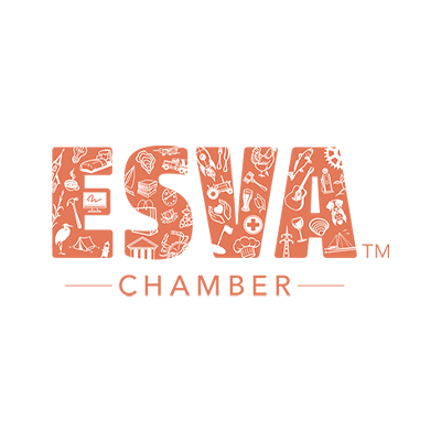 a white line drawing of various things on an orange background